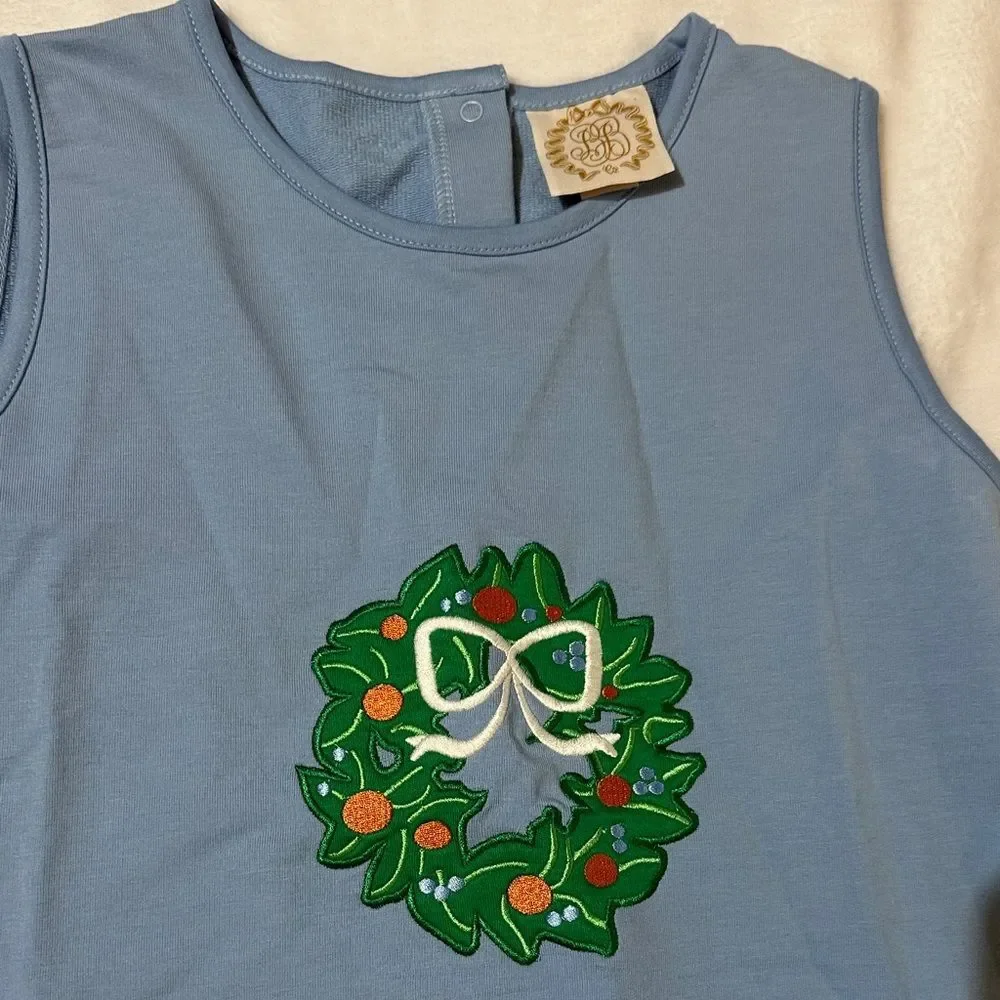 NWOT the Beaufort bonnet co. Blue Sleeveless Dress with Wreath Design 12